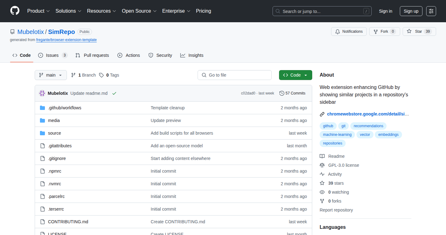 SimRepo - GitHubリポジトリ類似度検索拡張機能