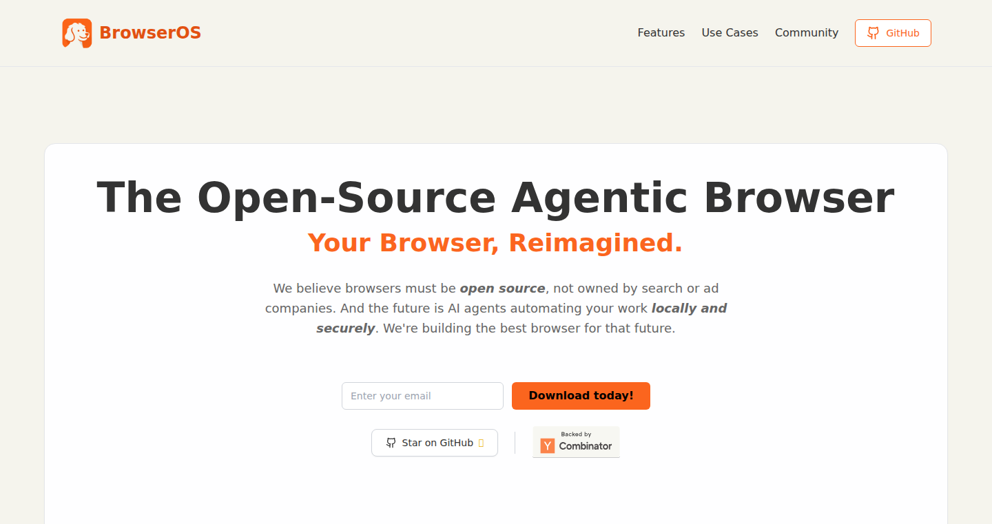 BrowserOS: ブラウザを核としたプライバシー重視のAIエージェント