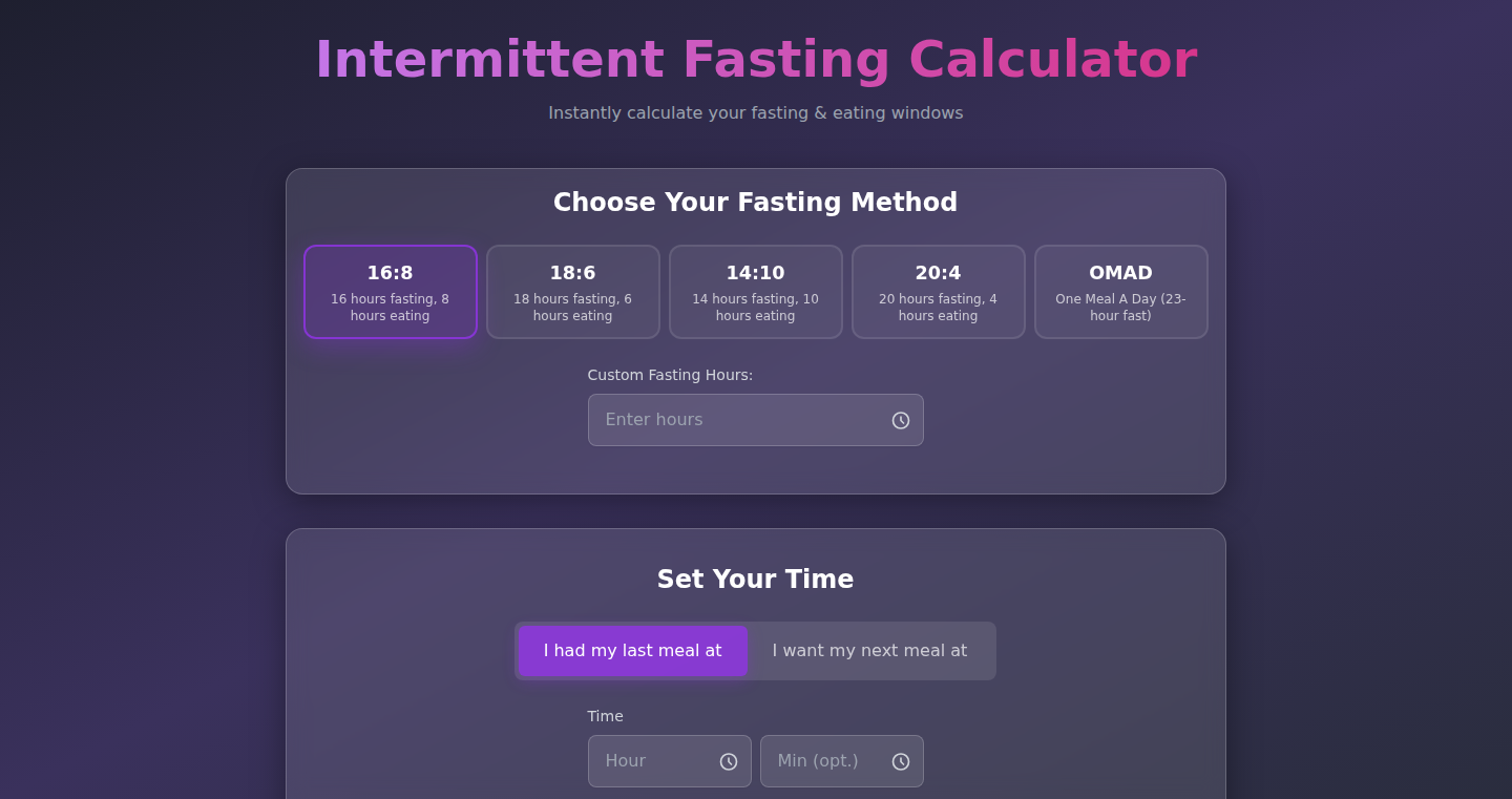 Intermittent Fasting Calculator:img