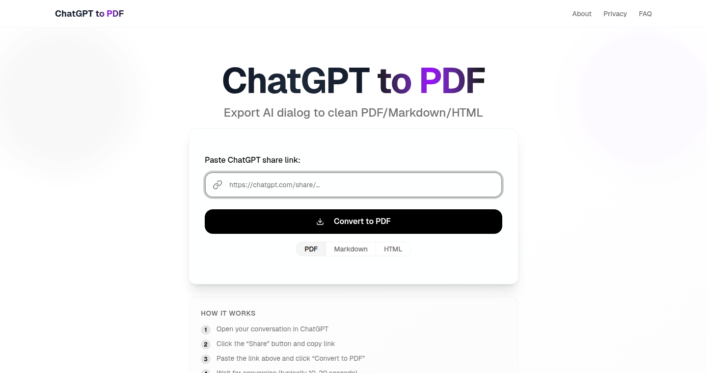ChatGPT瞬時PDFエクスポート:ssyoutube風ハック