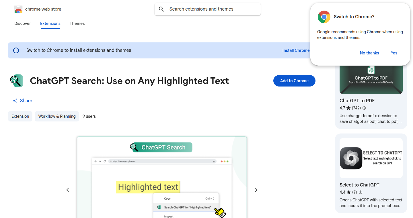 PromptZen: ChatGPT Contextual Search Chrome Extension