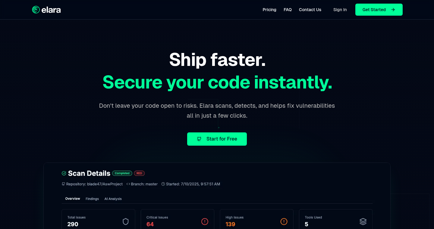 Elara: Automated Code Security Scanner