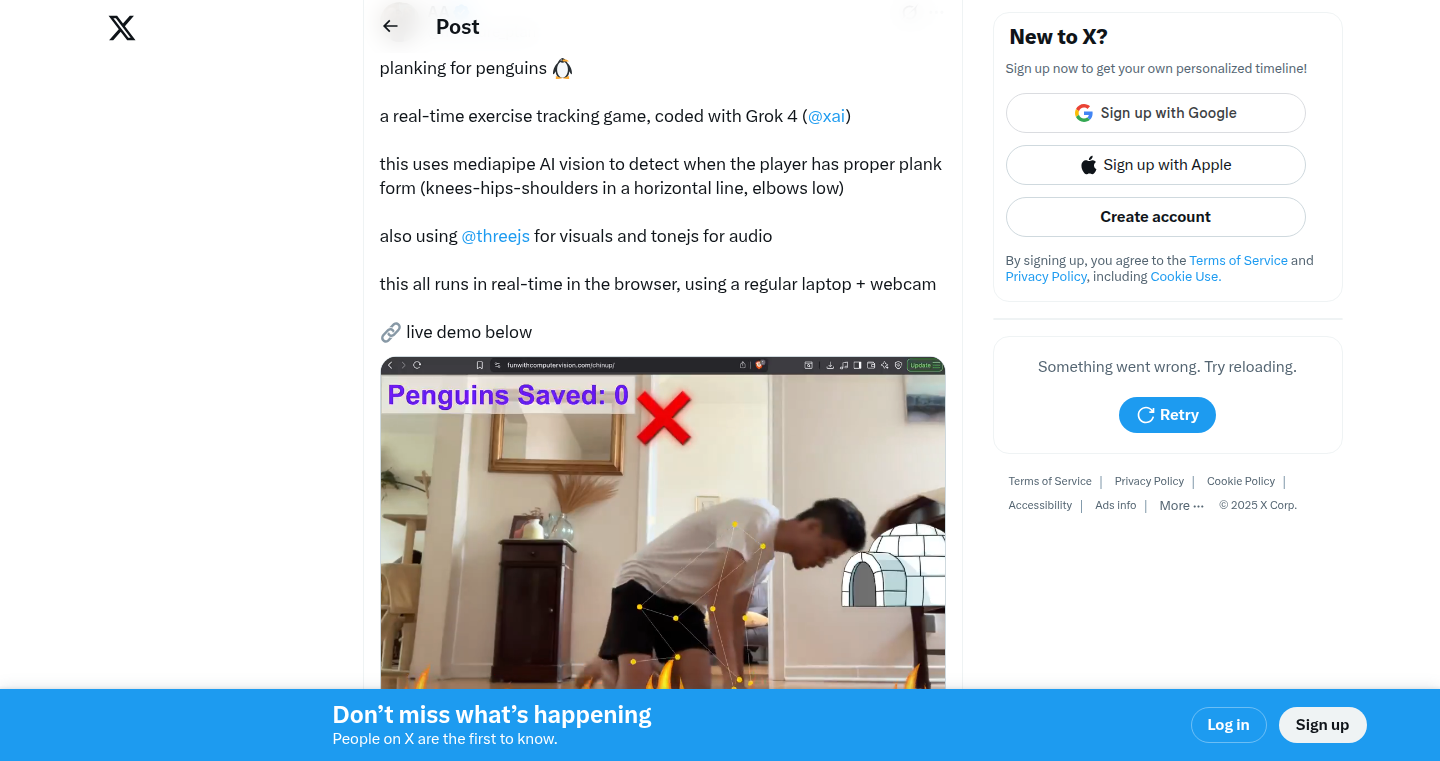 Pose Penguin: Real-time Exercise Tracking Game