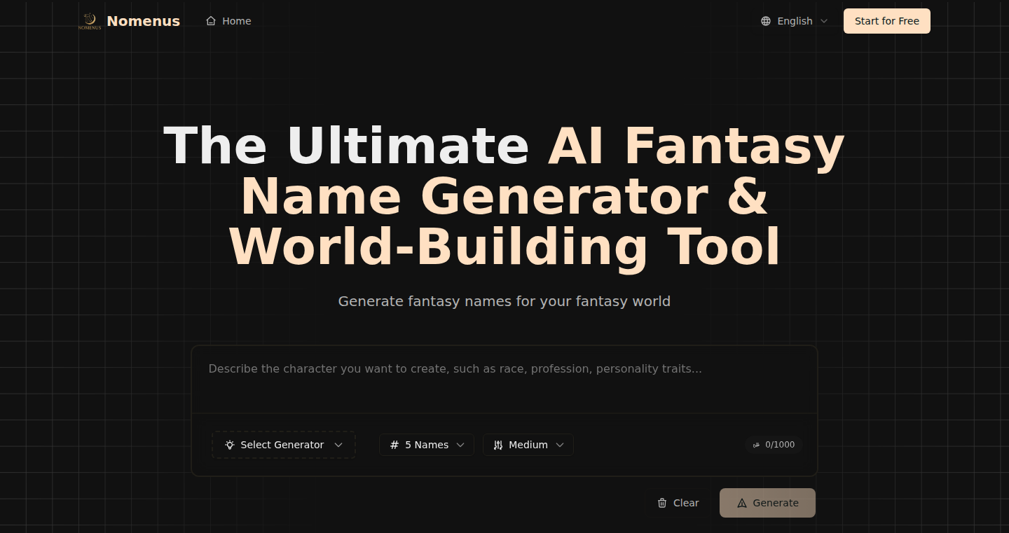 Nomenus: AI-Powered Name Generation for Worldbuilding