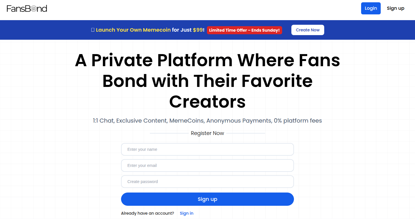 FansBond - クリエイターのための完全自律型収益化プラットフォーム