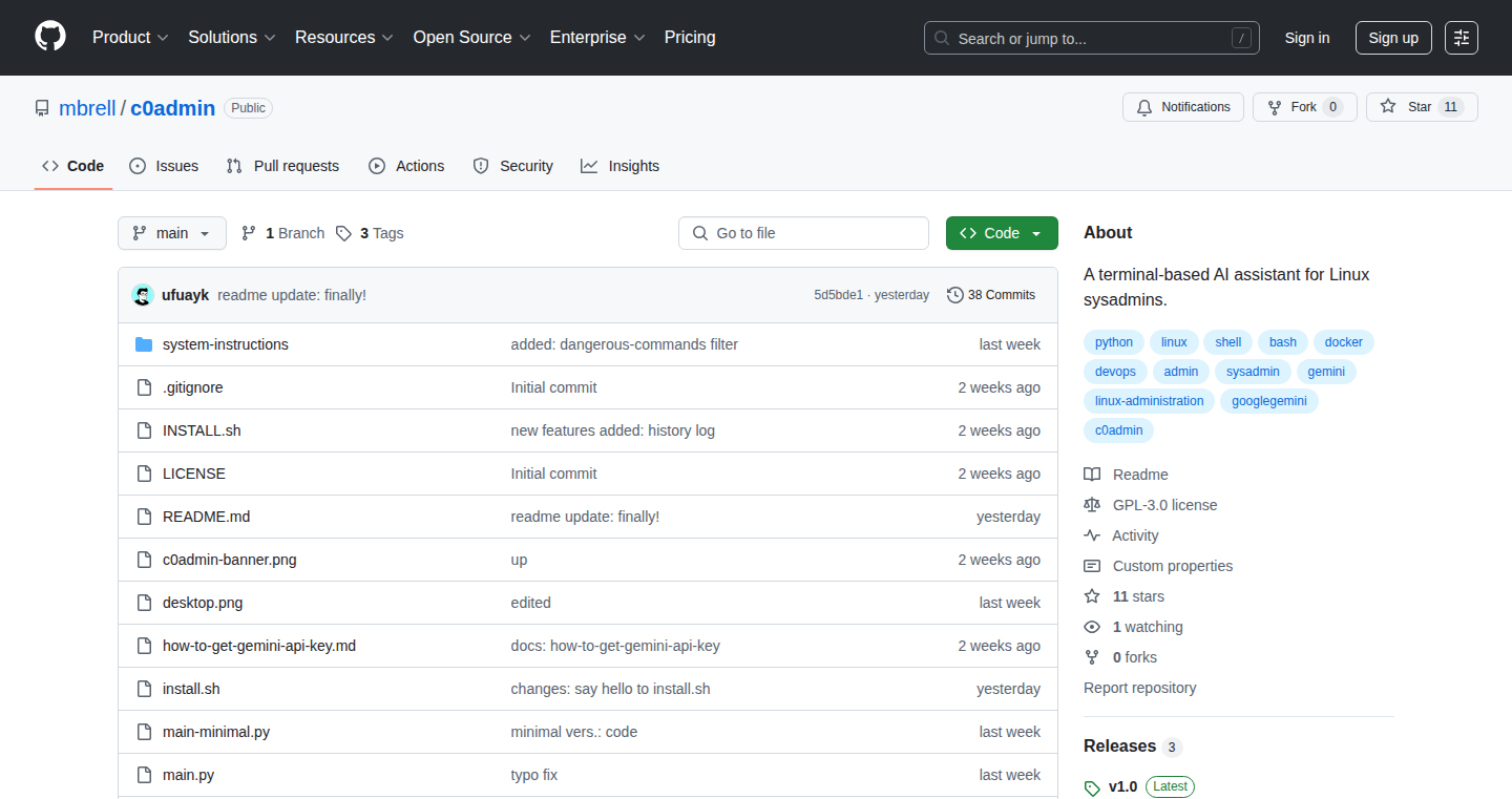 c0admin - Gemini API を活用したローカルCLIシステム管理アシスタント