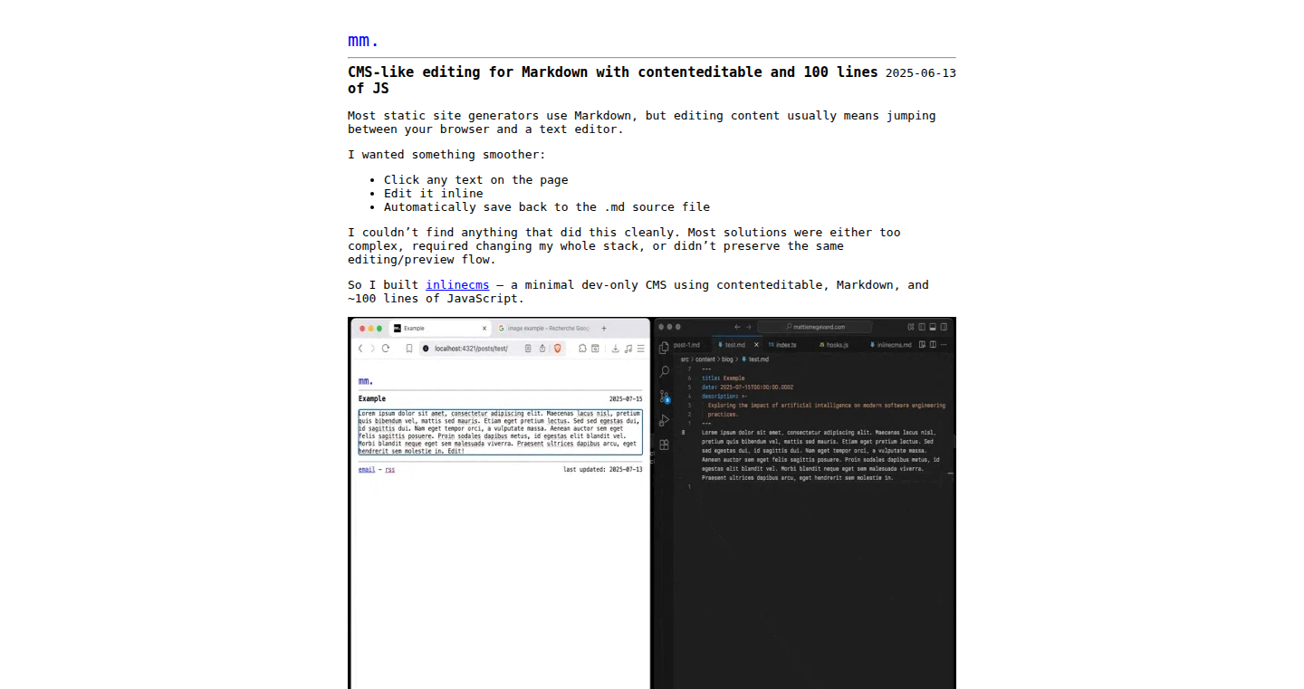 Markdown Editor (contenteditable+JS)