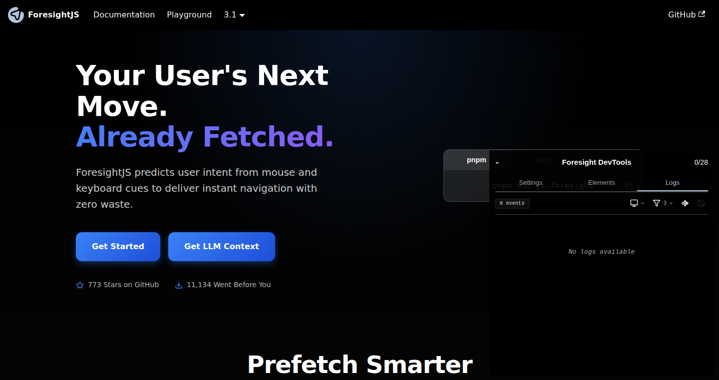 ForesightJS: Intelligent Prefetching for Faster Web Browsing