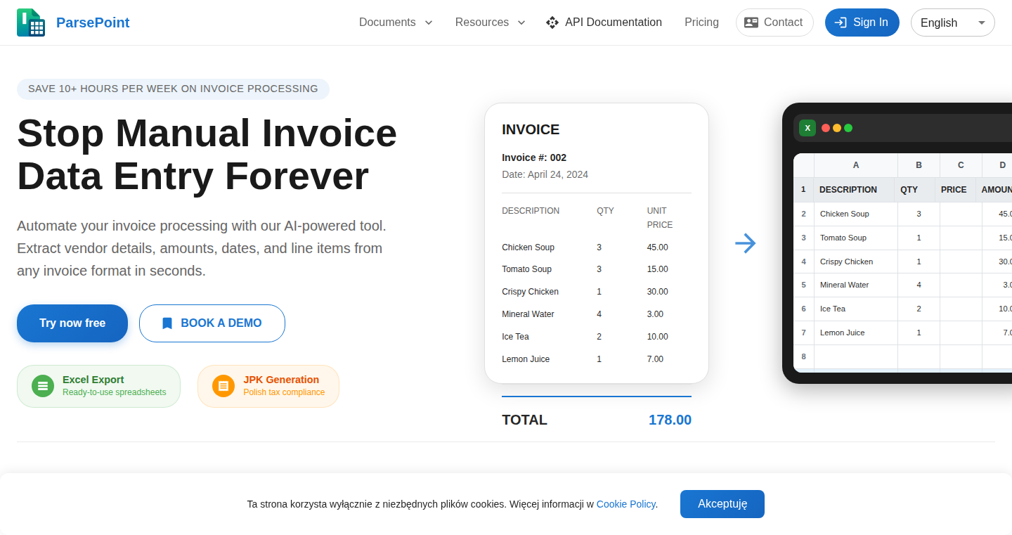 ParsePoint.app: AI-Powered Invoice Data Extractor