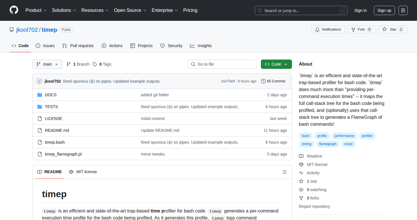 Timep: Bash Code Time Profiler and Flamegraph Generator
