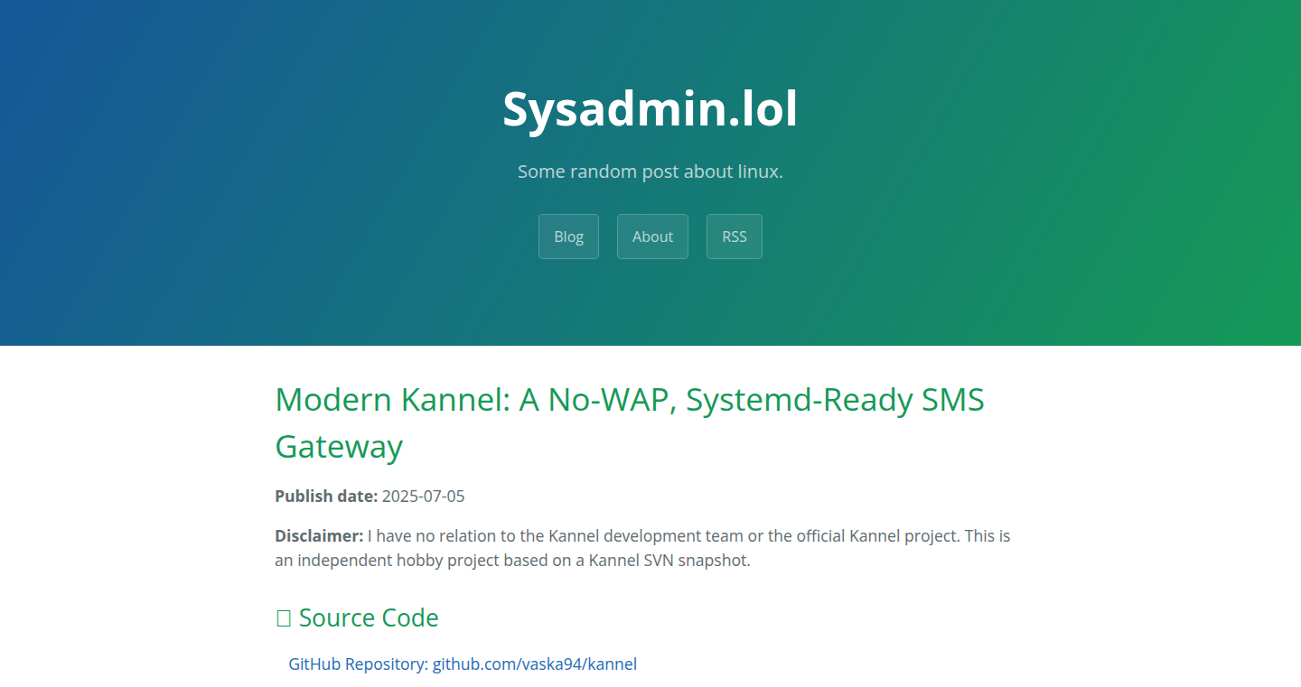 Kannel Lite: A lean SMS Gateway