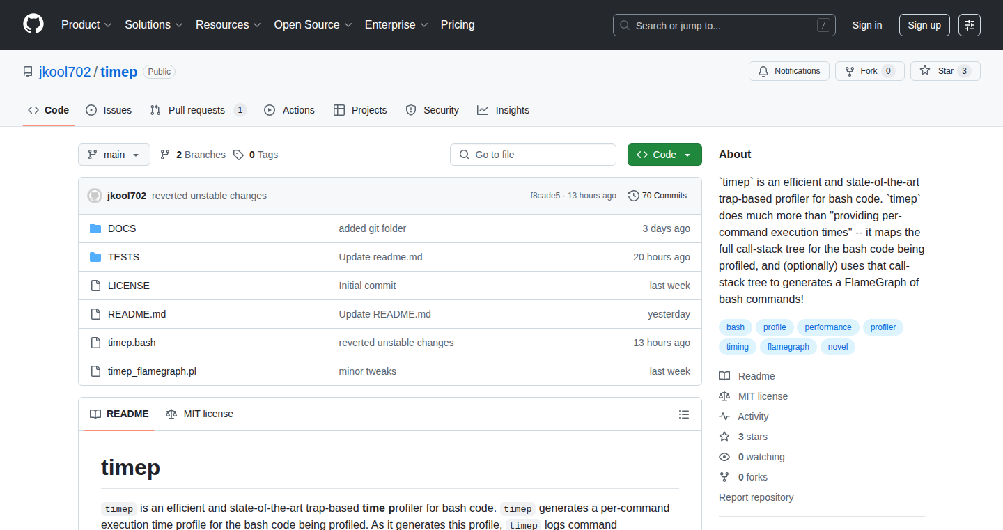 Timep: Bash Code Profiler & Flamegraph Generator