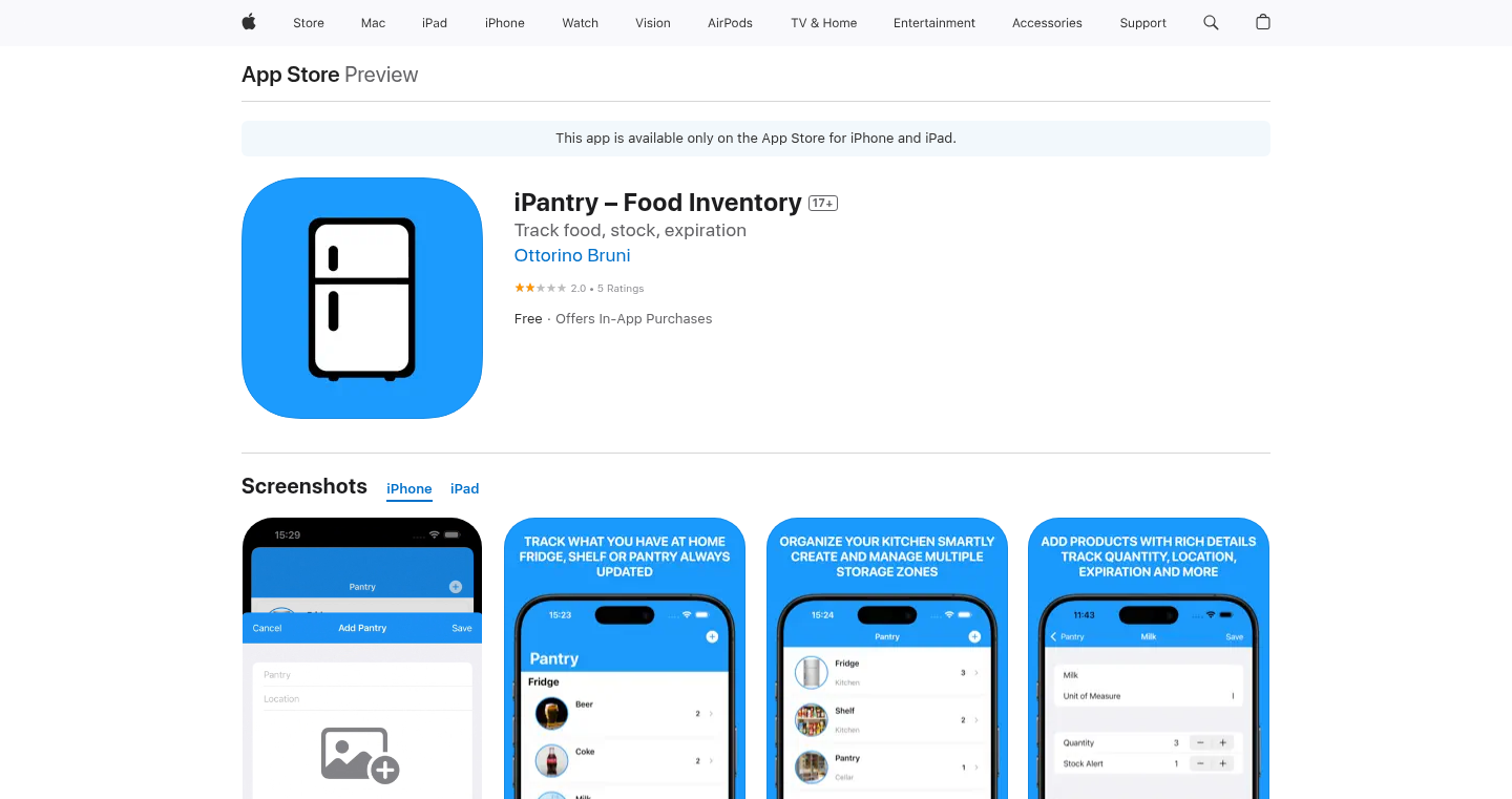 iPantry: iCloud-Powered Food Inventory Tracker
