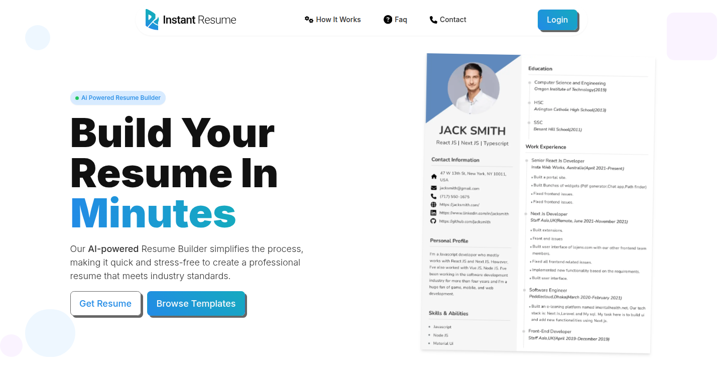 Instant Resume: A Minimalist Resume Builder