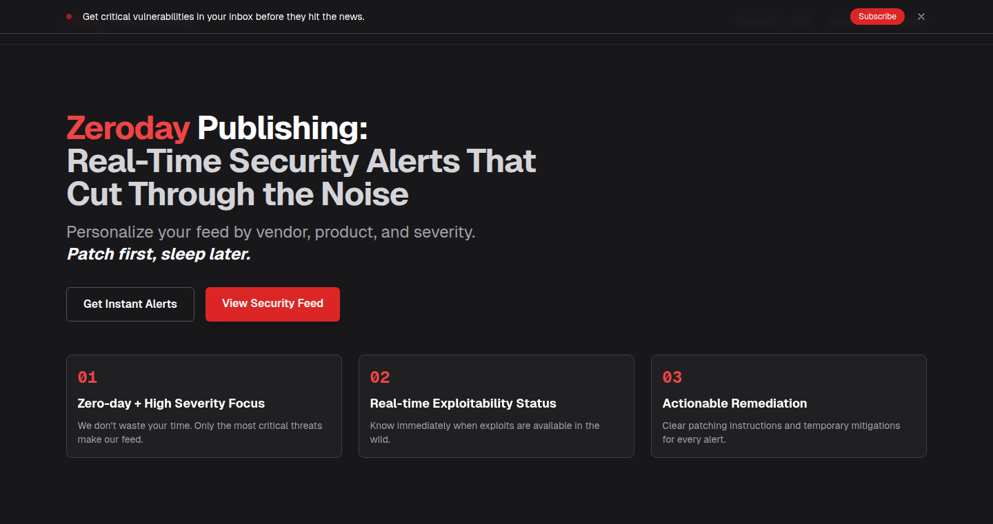 ZeroDayPublishing: Real-time CVE Alerting Engine