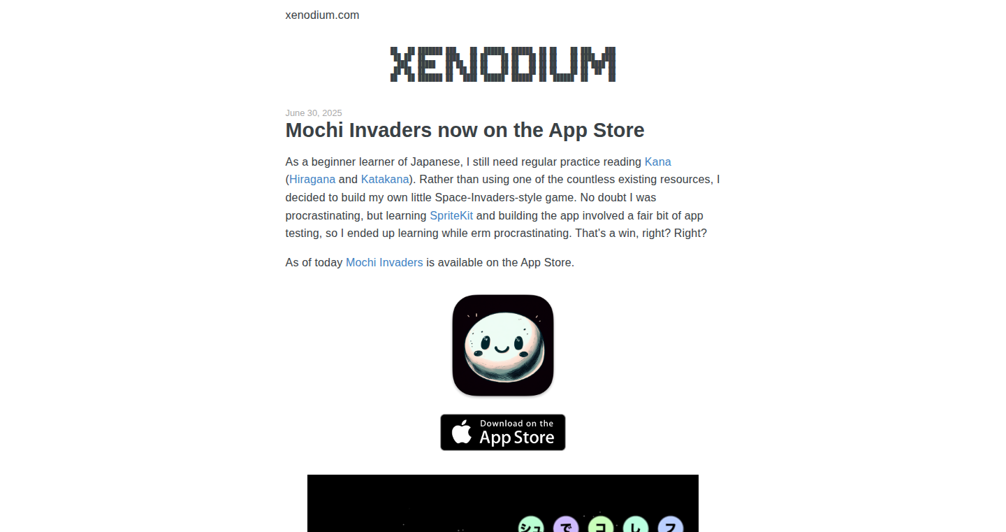 Mochi Invaders - Kana Combat Training
