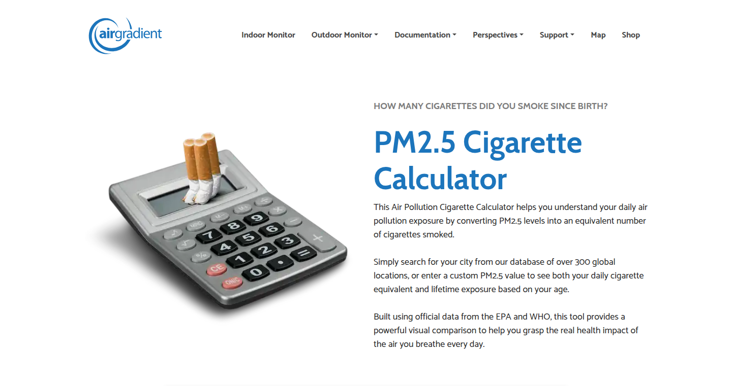 AirQualitySmokeCounter: Your Air Pollution Exposure in Cigarette Equivalents