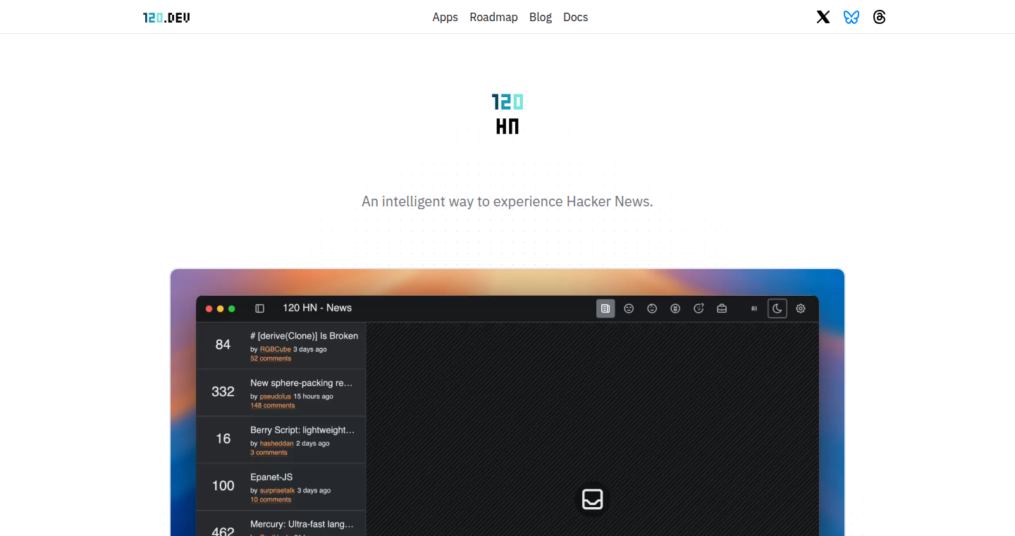 120 HN: 原生 macOS 平台 Hacker News 阅读器