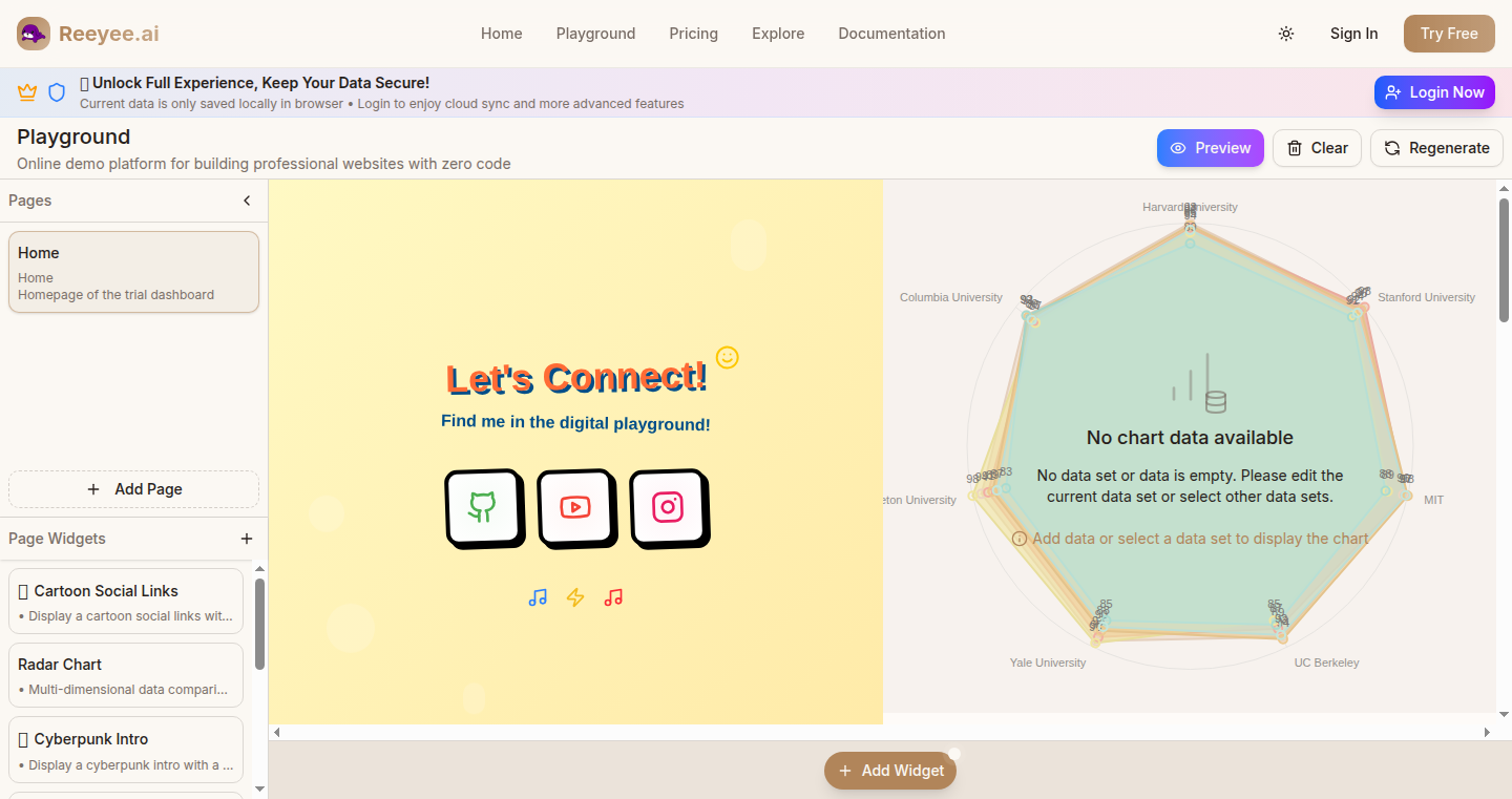 Reeyee.ai - 可视化仪表盘建站工具