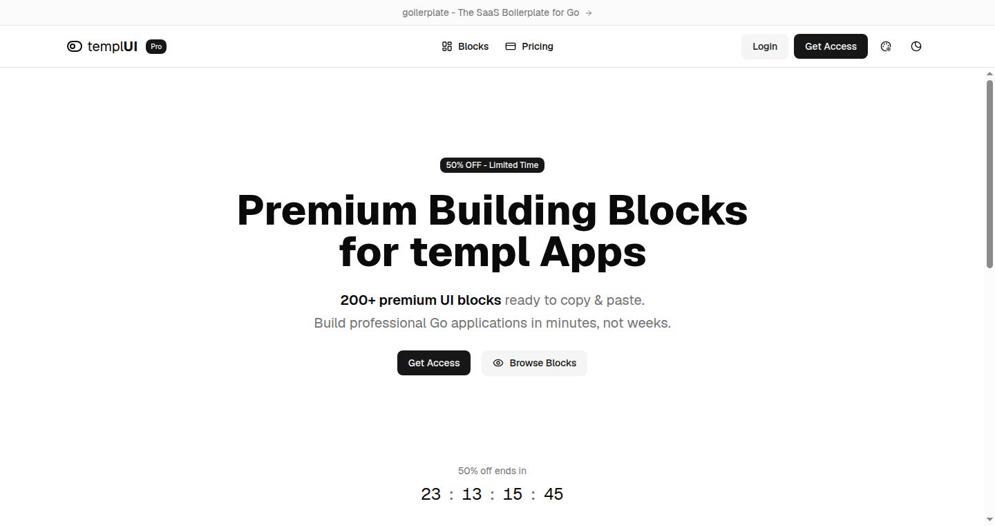templUI Pro:Go + templ 向けミニマルUIキット