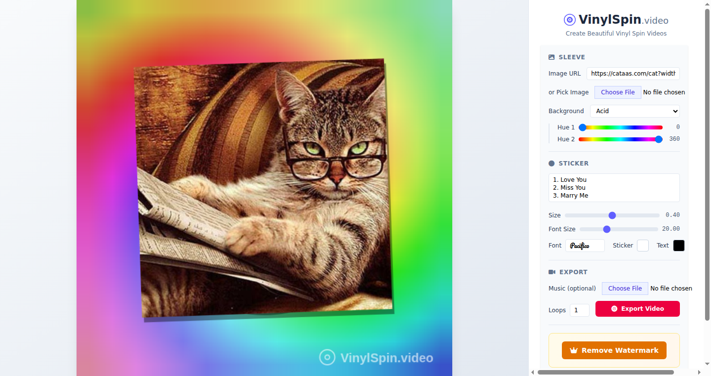 VinylSpin.video – Automated Vinyl Turntable Video Generator
