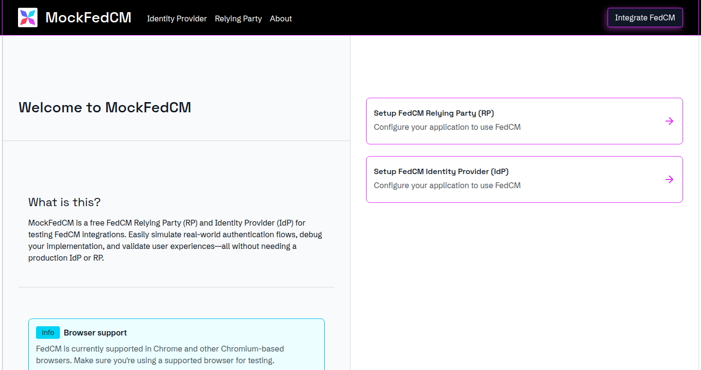 MockFedCM: A Sandbox for Federated Credential Management