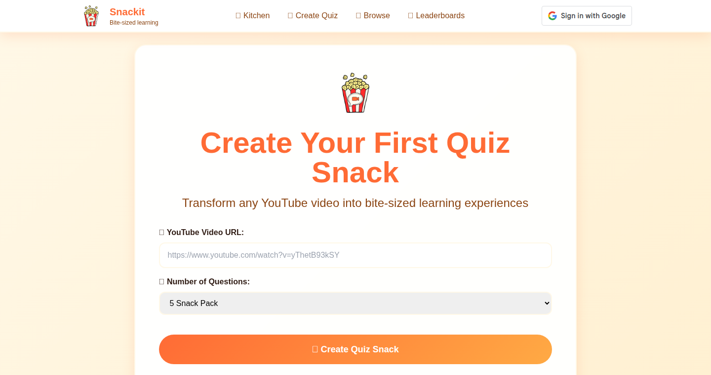 Snackit: YouTube Video Quiz Generator
