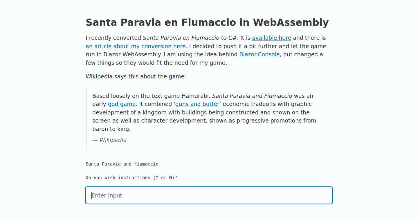 Paravia:经典文本游戏的WebAssembly复活