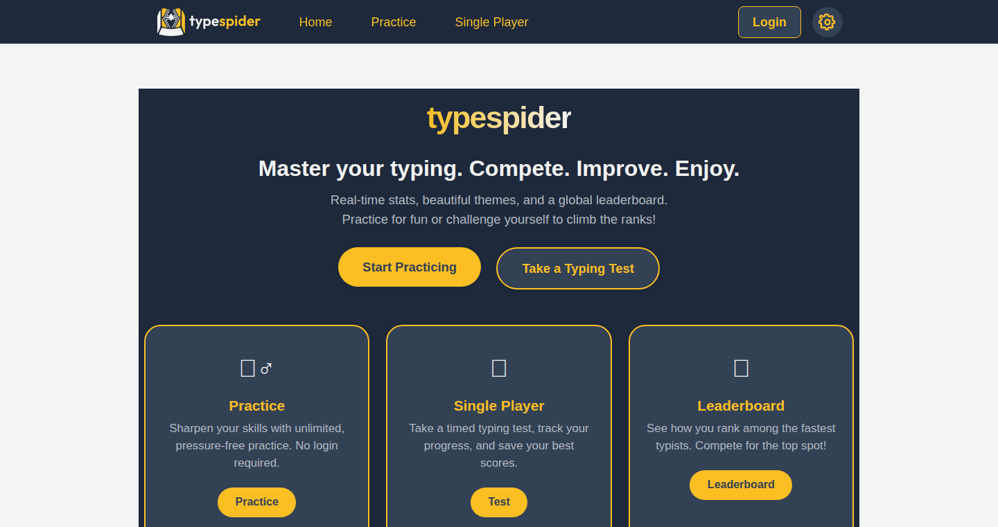 TypeSpider:极速打字训练平台