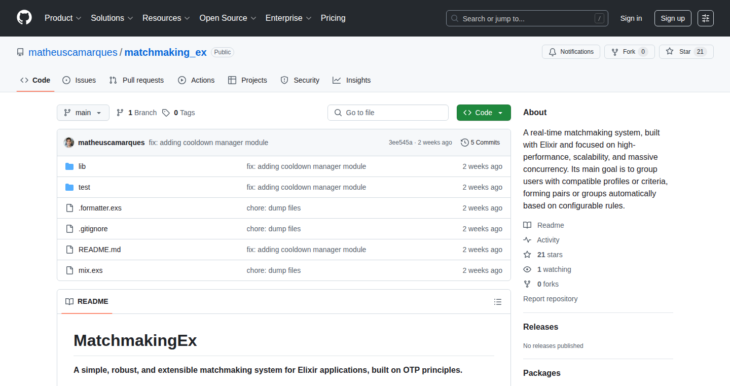 MatchmakingEx:基于Elixir的实时匹配引擎