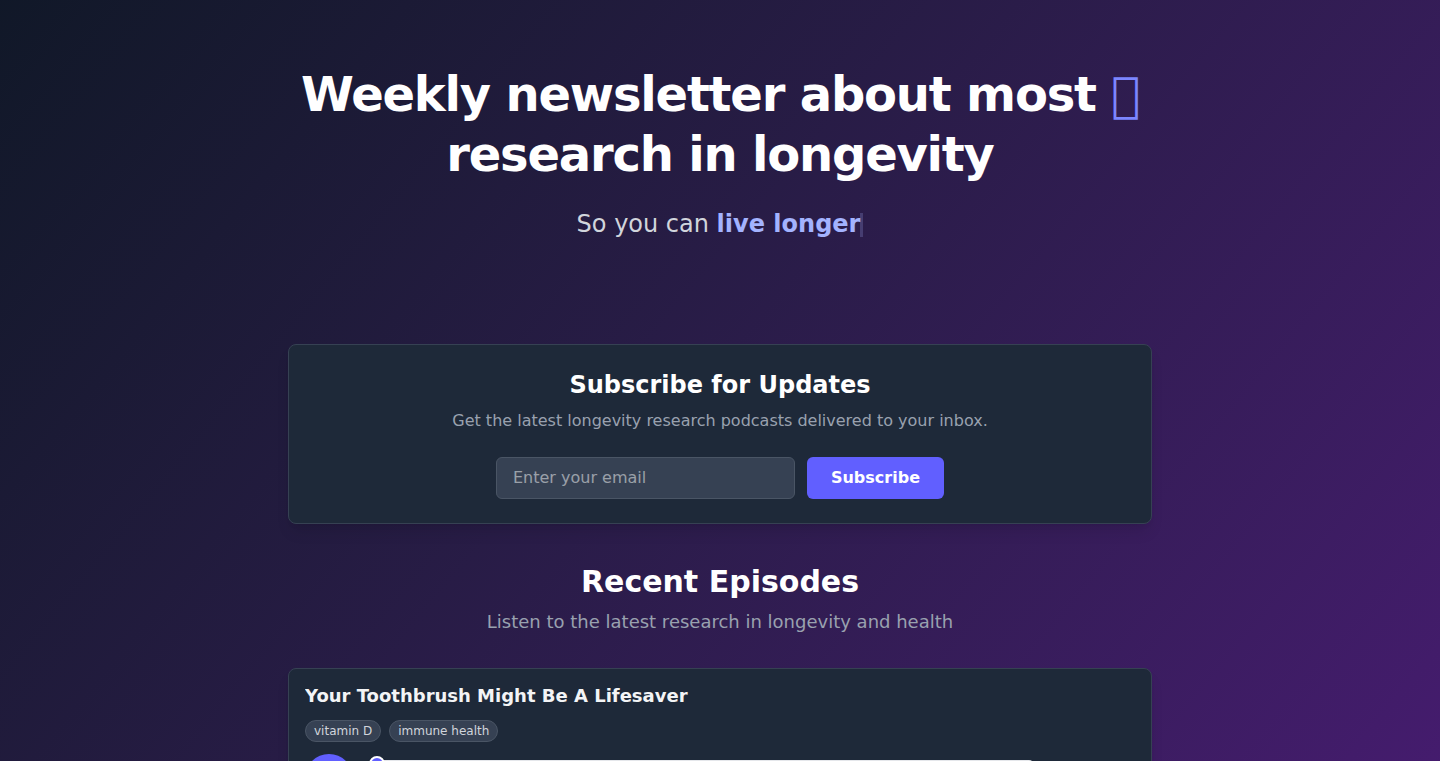 Longevity Study Summarizer: Automated PubMed Insights Podcast