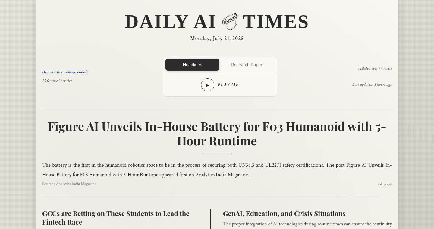 Daily AI Times: Automated AI-Powered News Summarization
