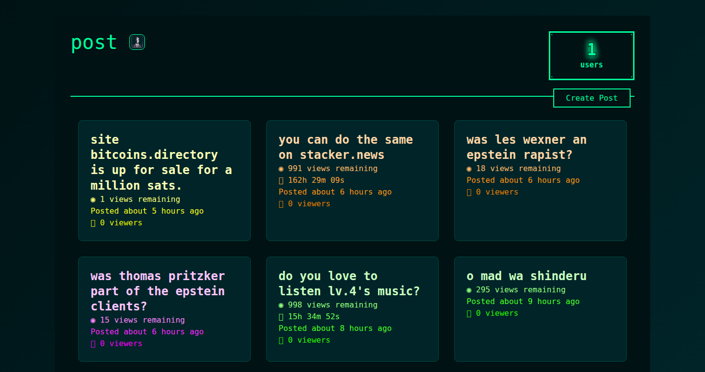 PostTwo: Self-Destructing Anonymous Board