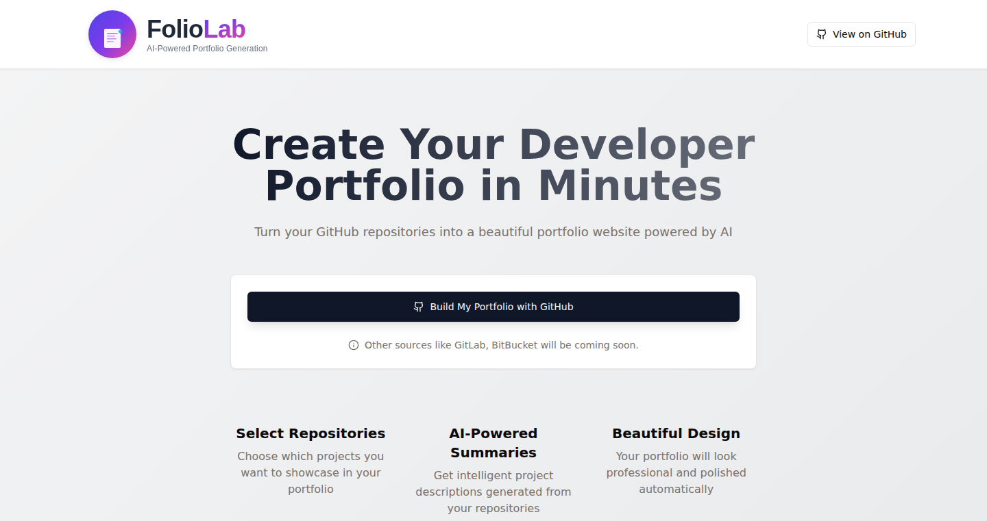 FolioLab: 你的GitHub简历生成器