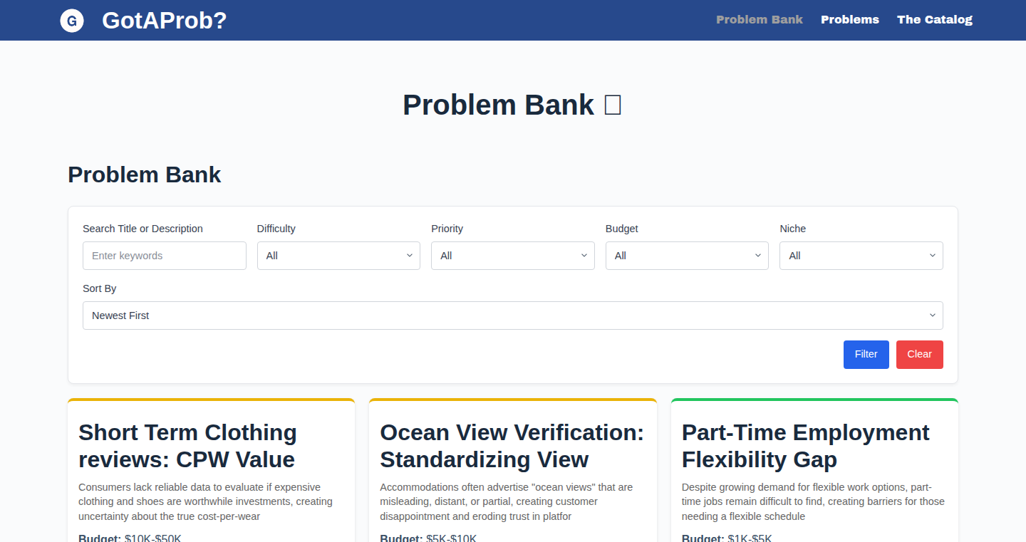 问题银行 (Problem Bank) – 基于Grok和Claude的自定义问题发现工具