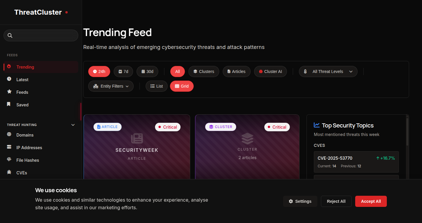 ThreatCluster:自动聚合网络安全新闻,构建威胁情报中心