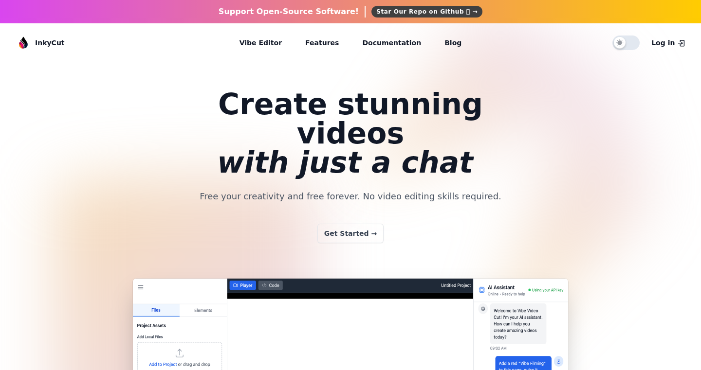 InkyCut - オープンソース Canva オルタナティブ、バイブエディター搭載