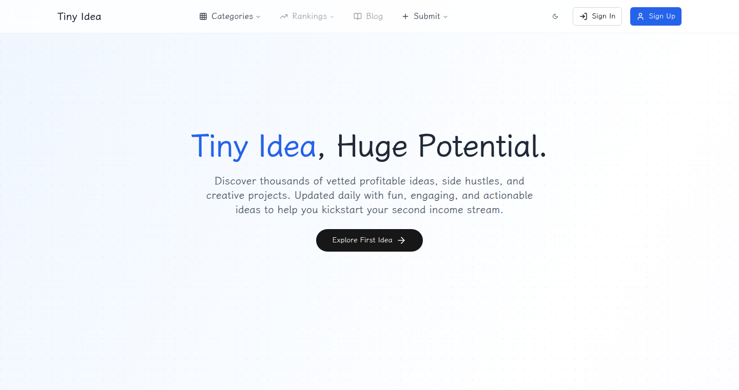 Tiny Idea - 毎日更新!すぐに始められるビジネスアイデア生成ツール