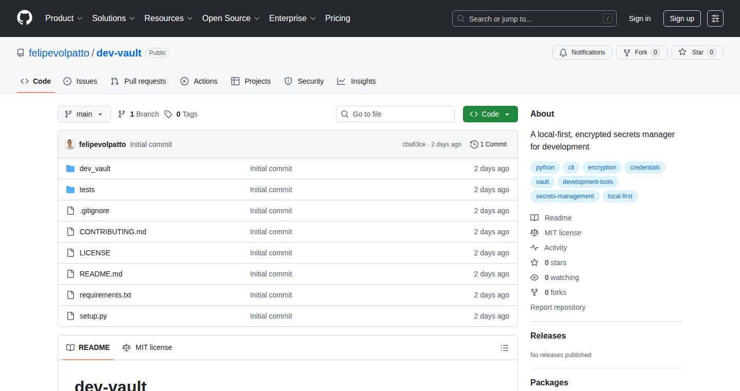 Dev-Vault:開発者のための秘密鍵ローカル保管庫