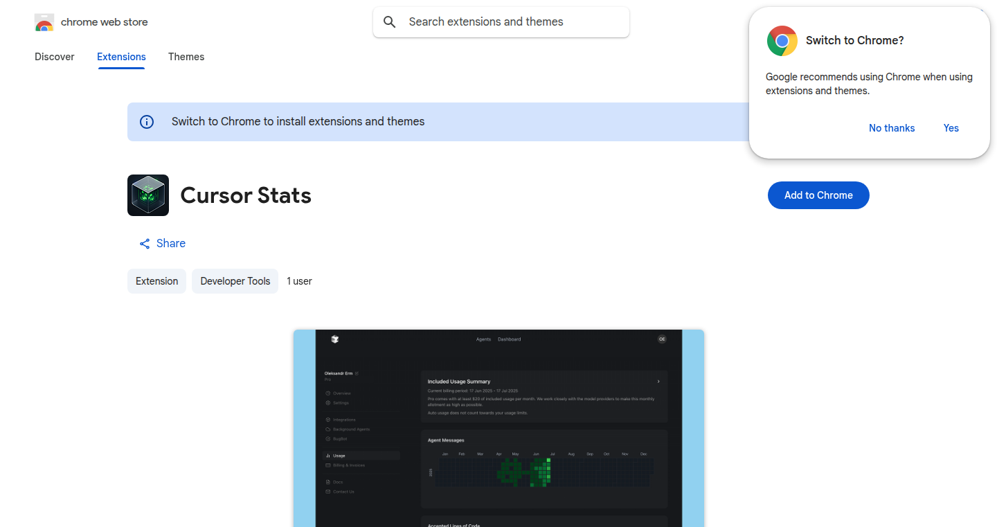 Cursor Stats - Cursorの使用状況を可視化するブラウザ拡張機能