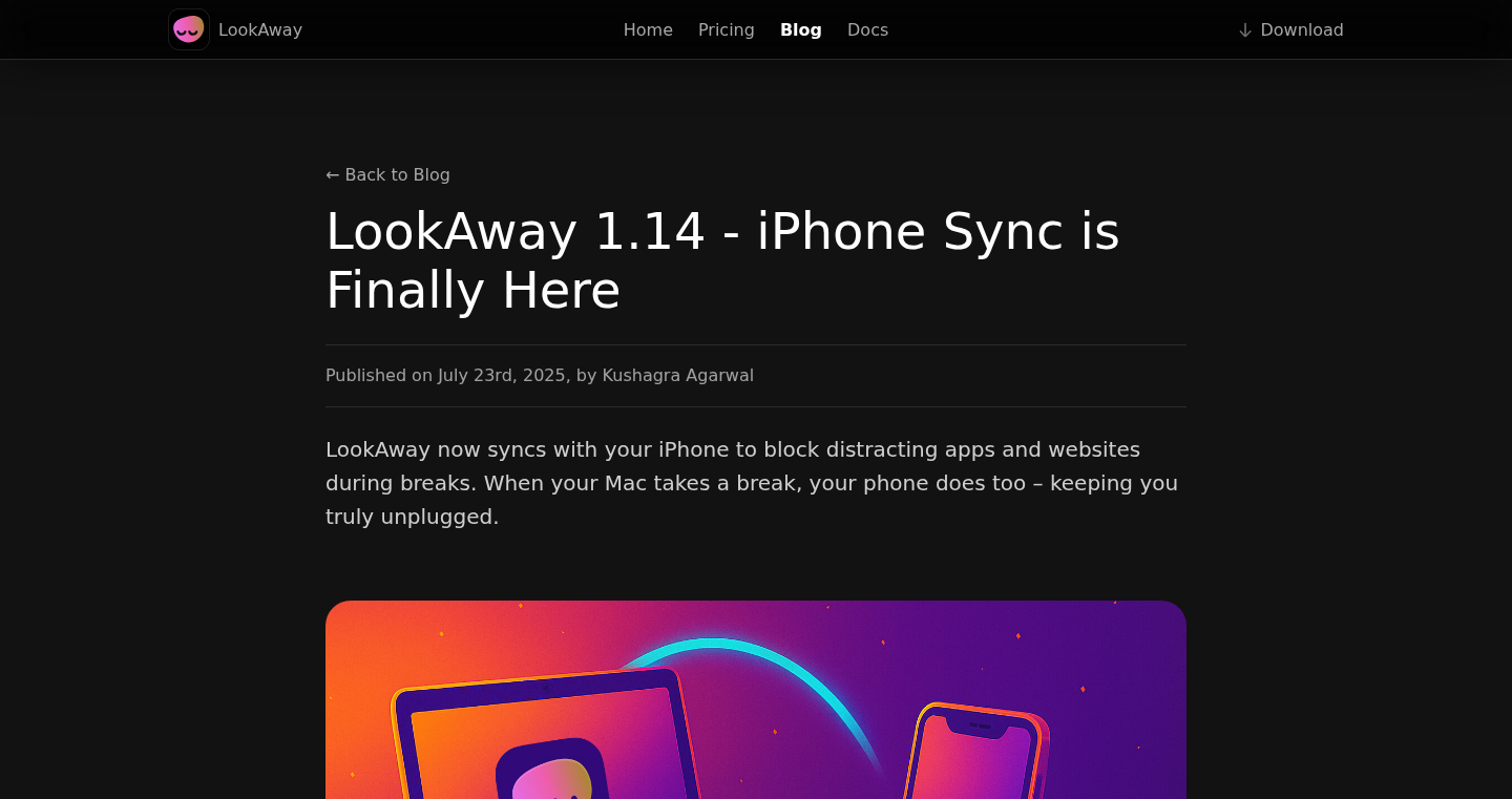 LookAway Now: iPhone と同期するスクリーン休憩ツール