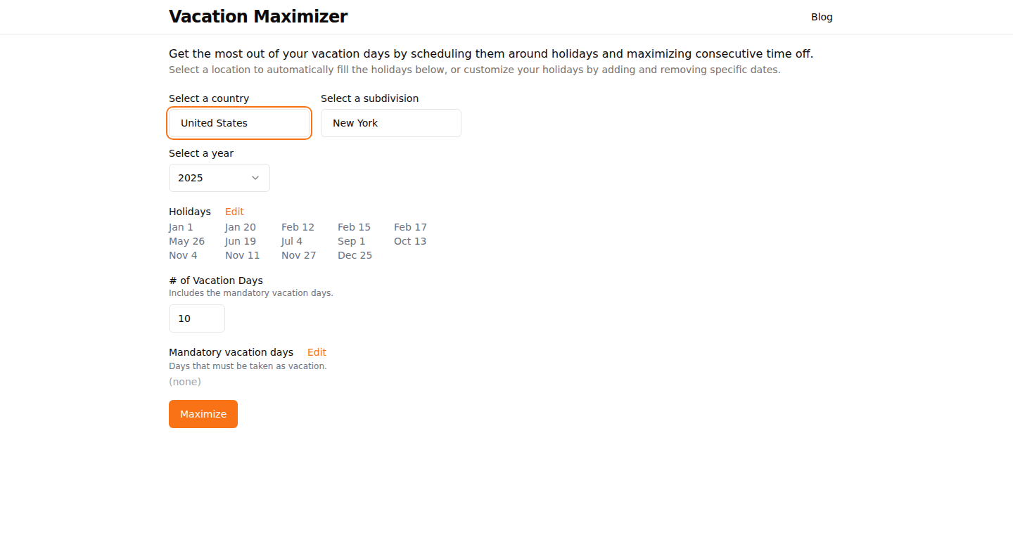 休日最適化ツール - Vacation Maximizer