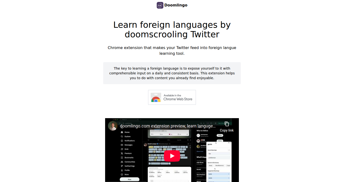 Doomlingo: Language Learning through Twitter Immersion
