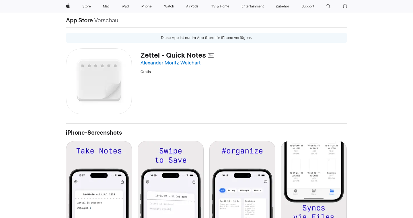 Zettel: Swift Notes for iOS