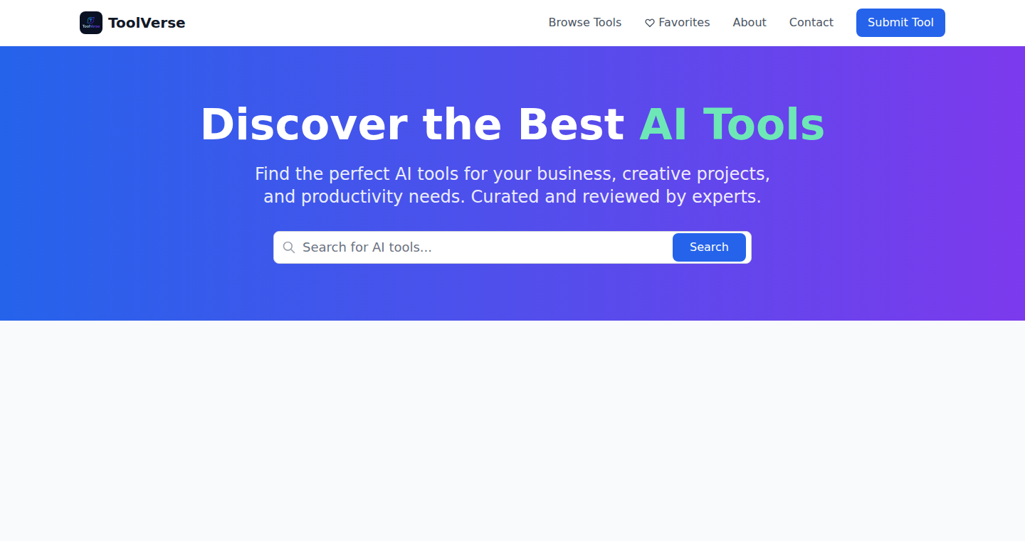 ToolsVerse: A Curated AI Tool Hub