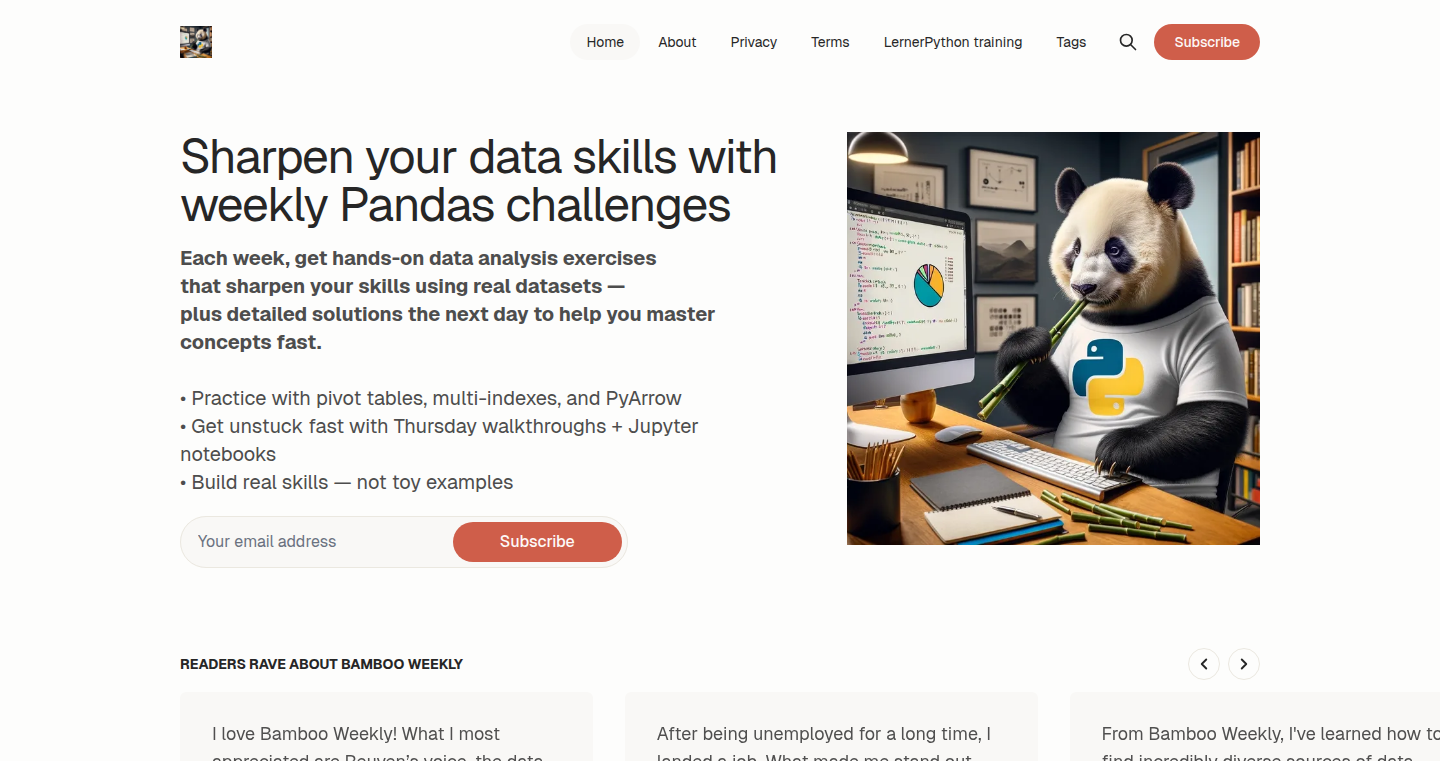 Bamboo Weekly: Interactive Python/Pandas Problem Solver