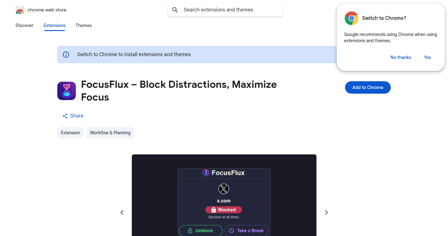 FocusFlux: The Website Distraction Blocker Chrome Extension