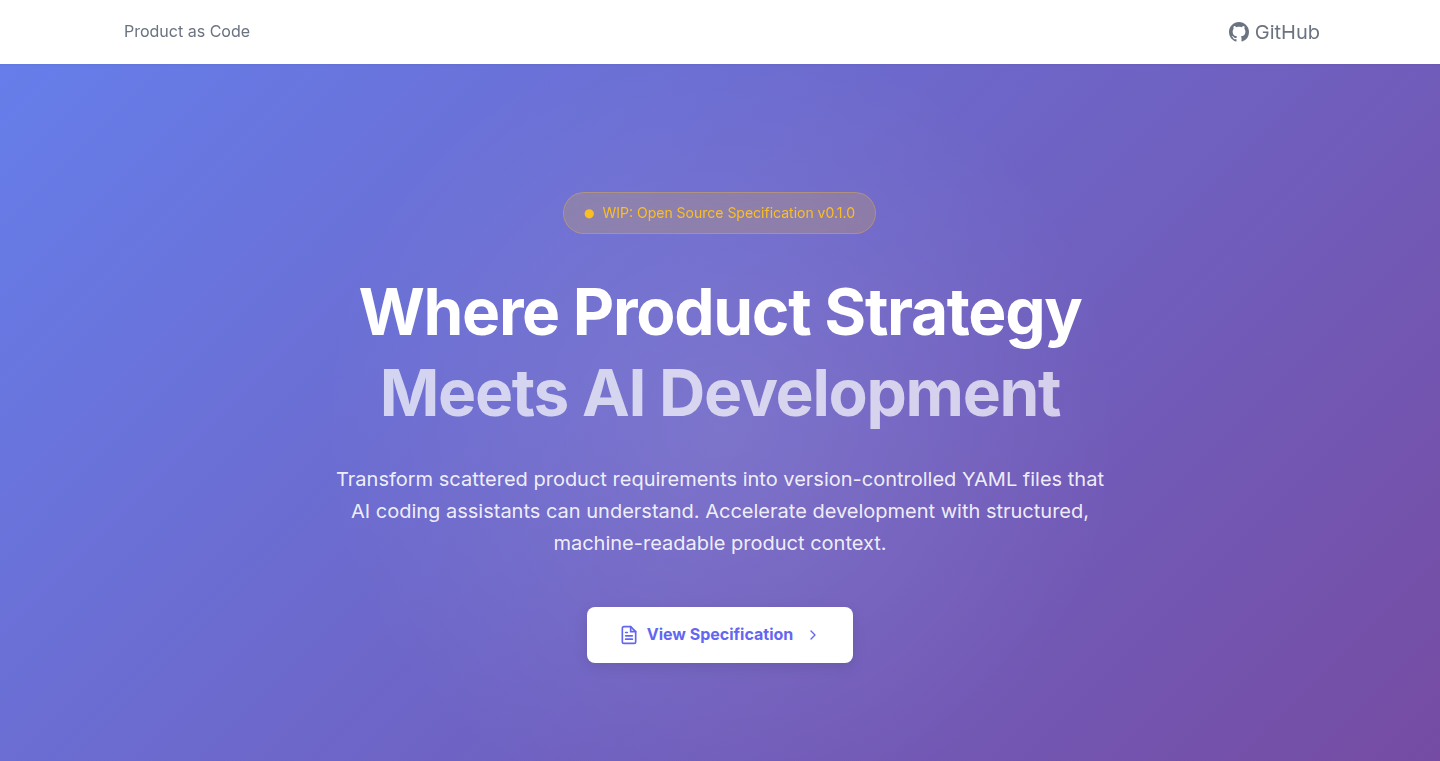 Product as Code: YAML-driven Product Management for AI-Powered Development