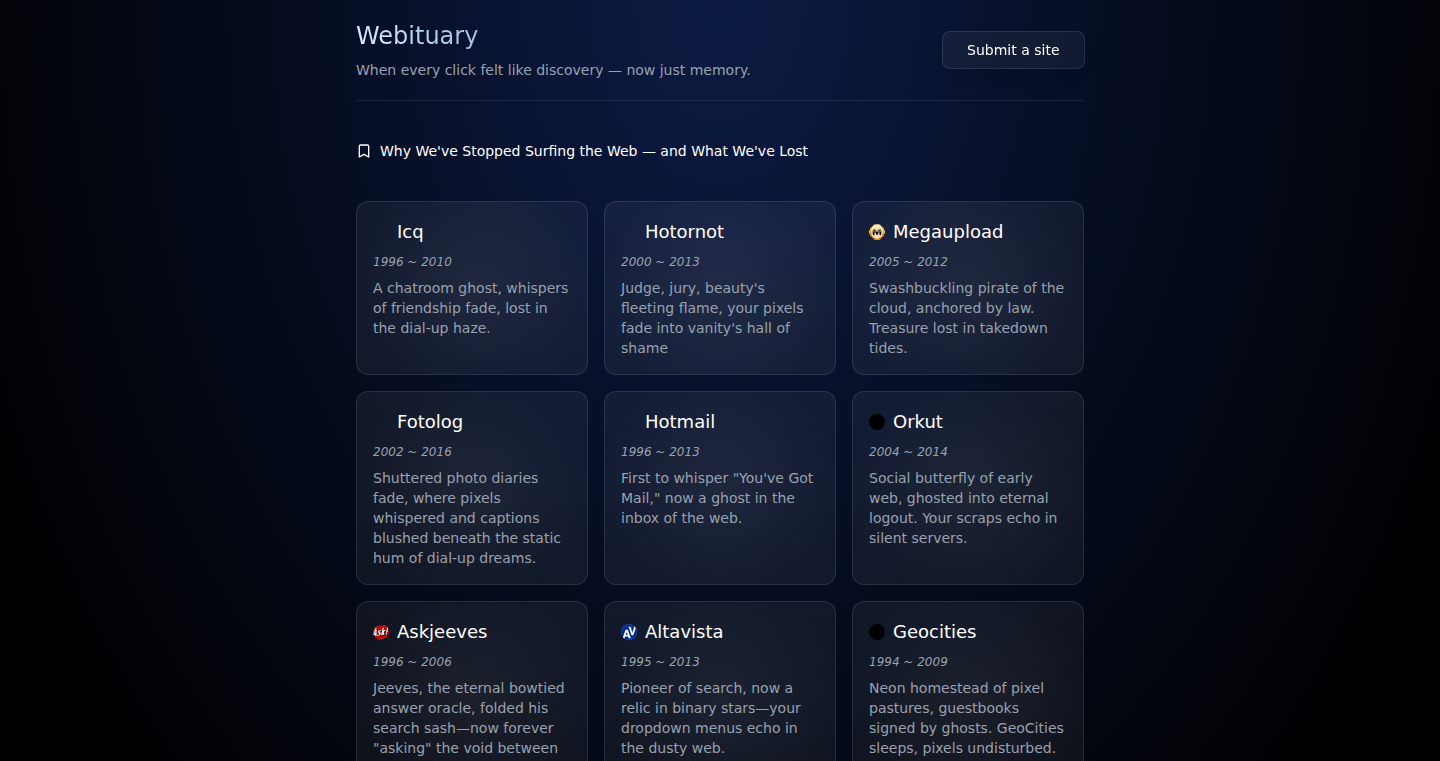 Webituary: The Website Graveyard