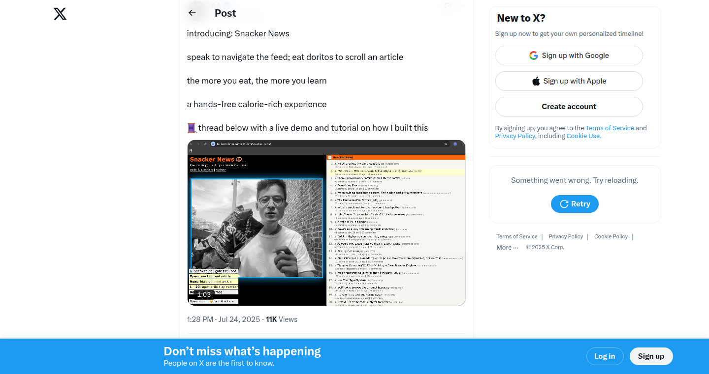 Snacker News: Hands-Free Hacker News Reader